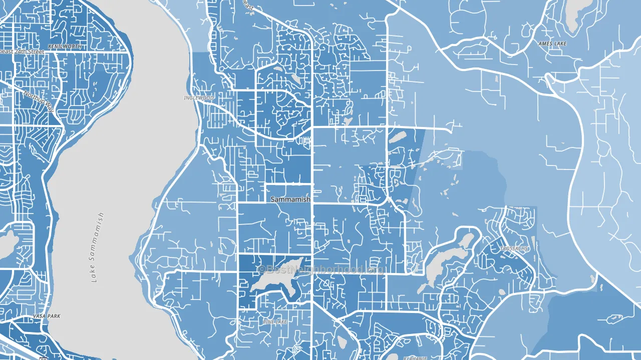 Sammamish, WA block-group political-lean map