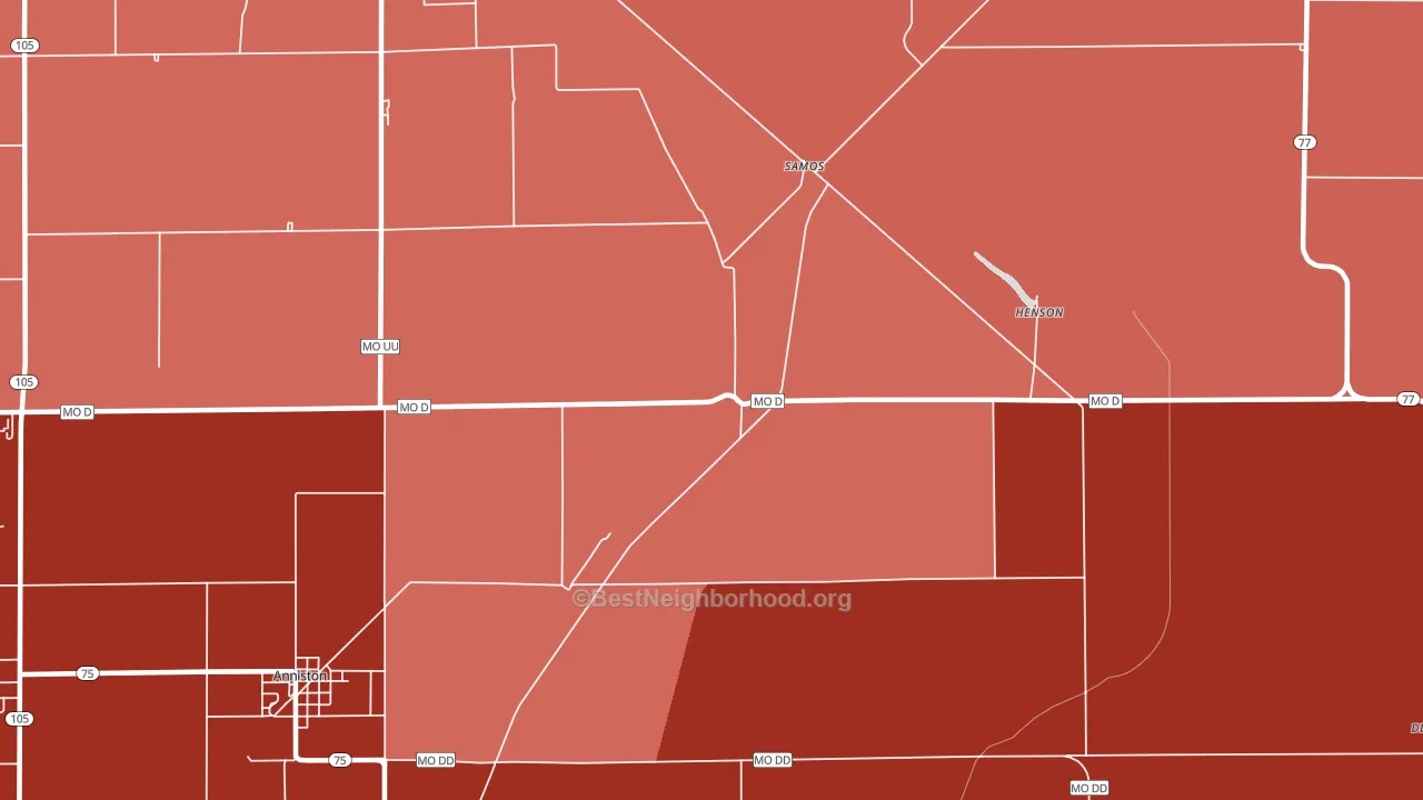 Samos, MO block-group political-lean map