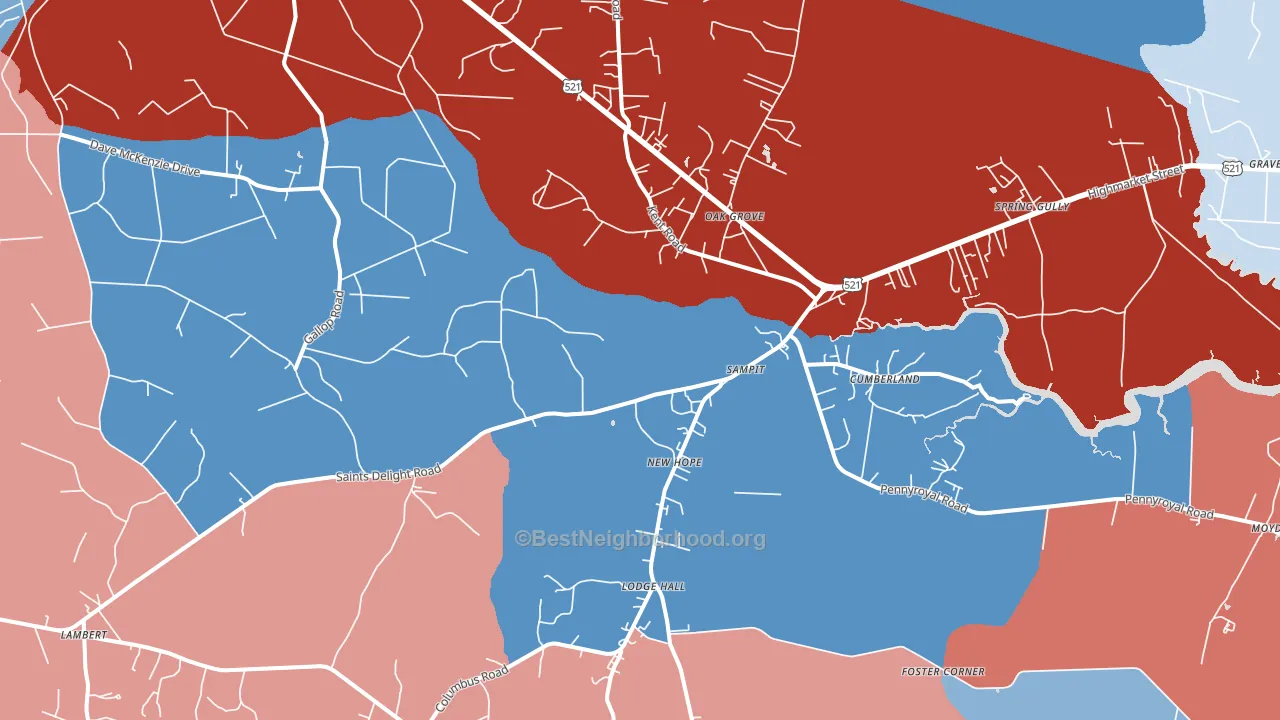 Sampit, SC block-group political-lean map