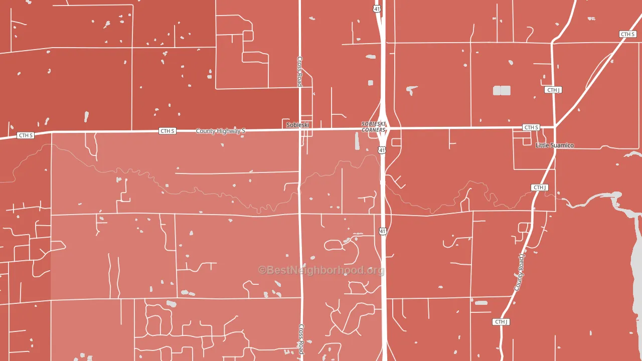 Sampson, WI block-group political-lean map