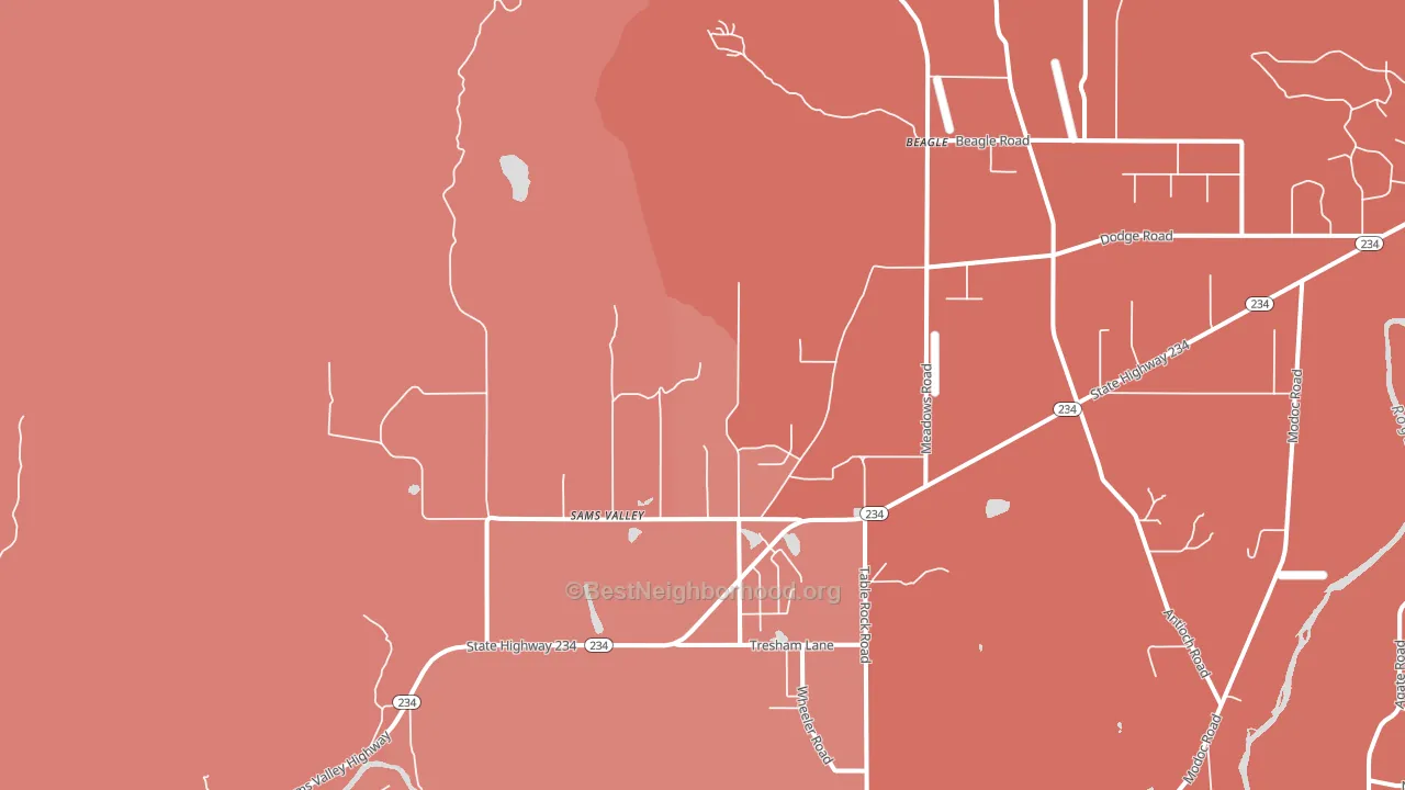 Sams Valley, OR block-group political-lean map