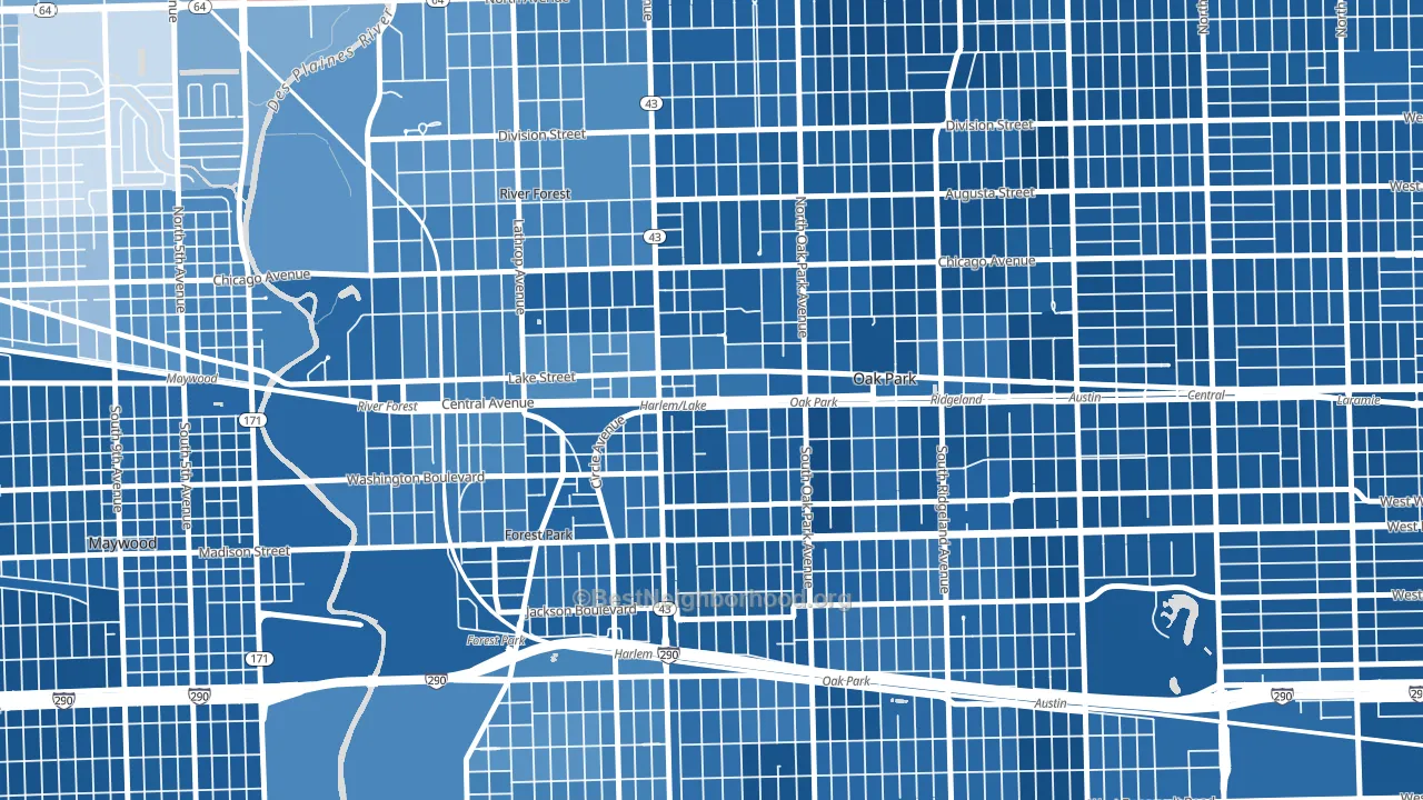 Samuel A Rothermel, Oak Park, IL block-group political-lean map