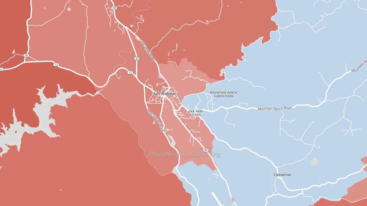 San Andreas, CA block-group political-lean map