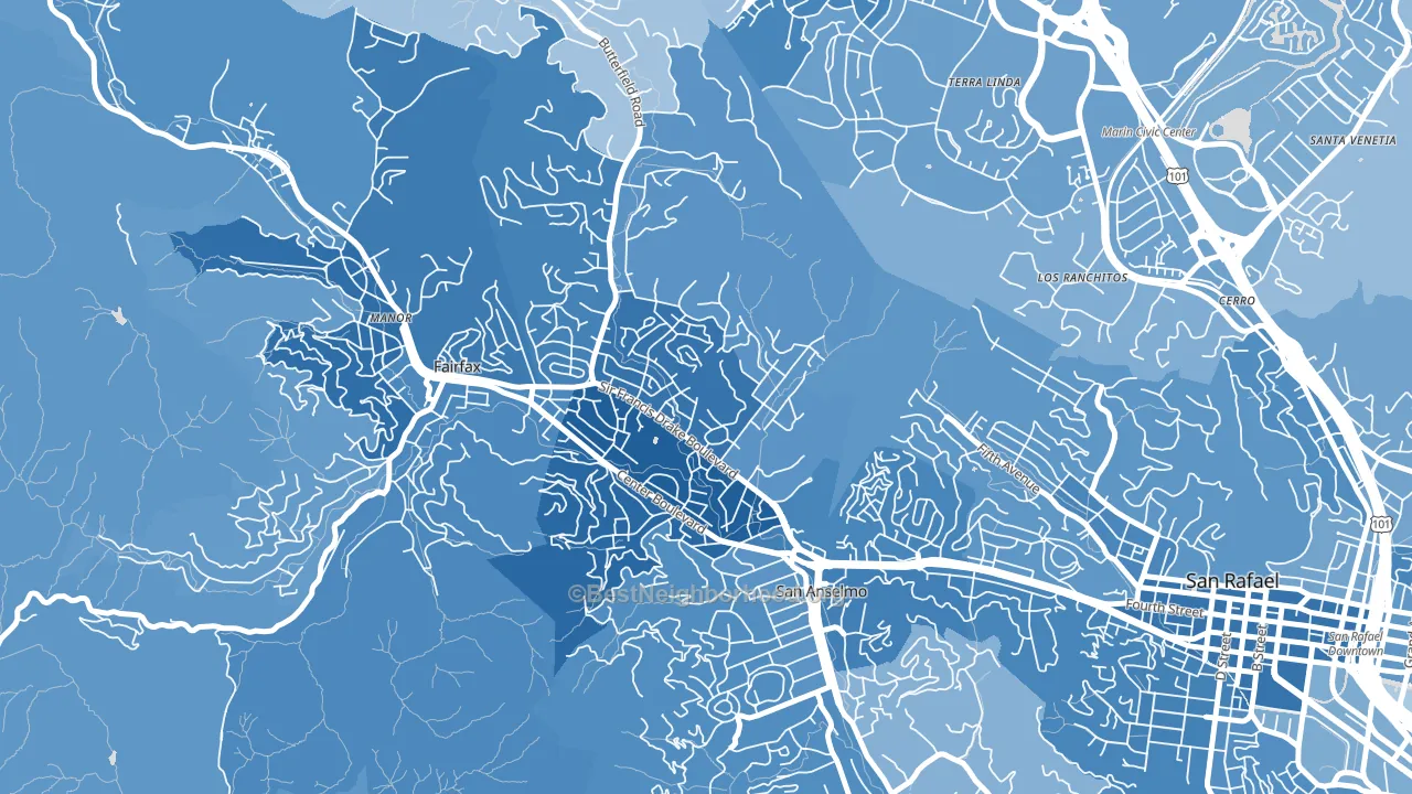 San Anselmo, CA block-group political-lean map