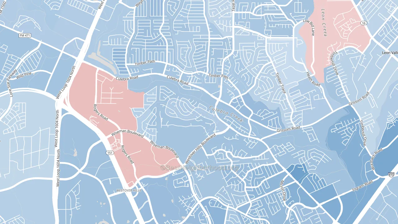 San Antonio Creekside, San Antonio, TX block-group political-lean map
