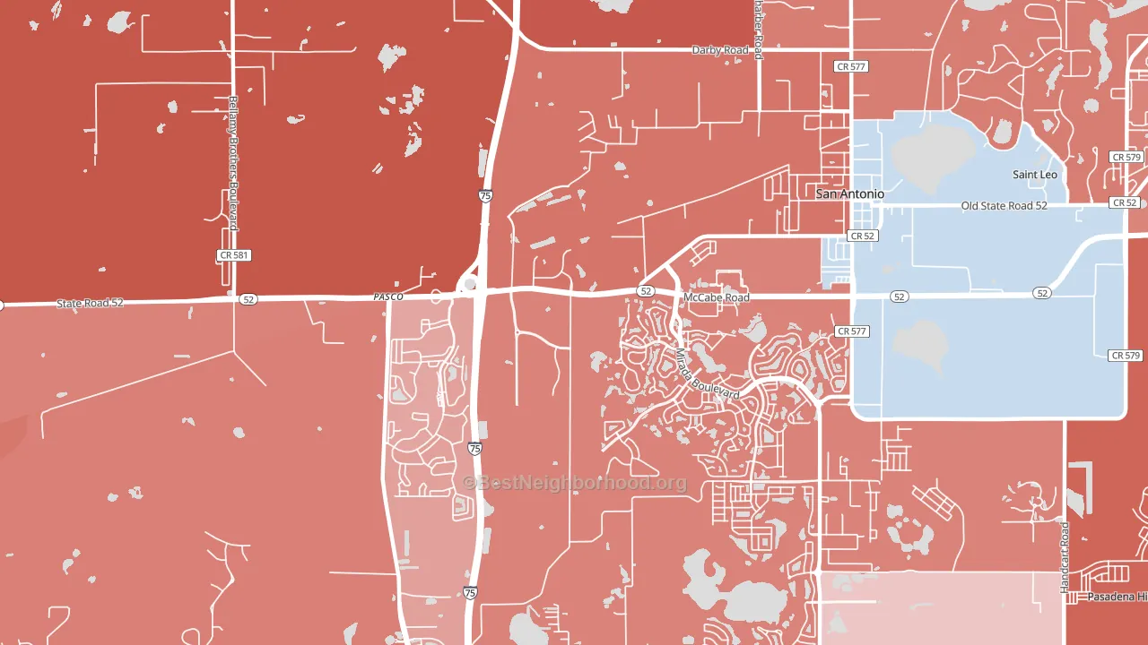 San Antonio, FL block-group political-lean map