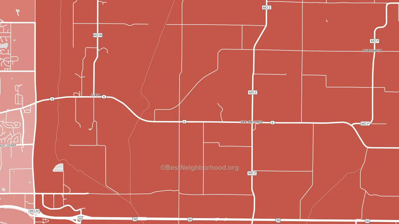 San Antonio, MO block-group political-lean map
