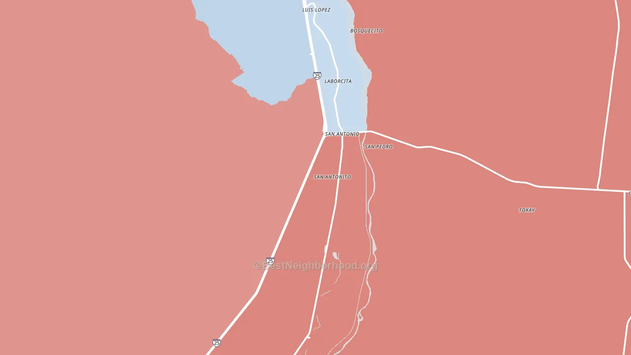 San Antonio, NM block-group political-lean map