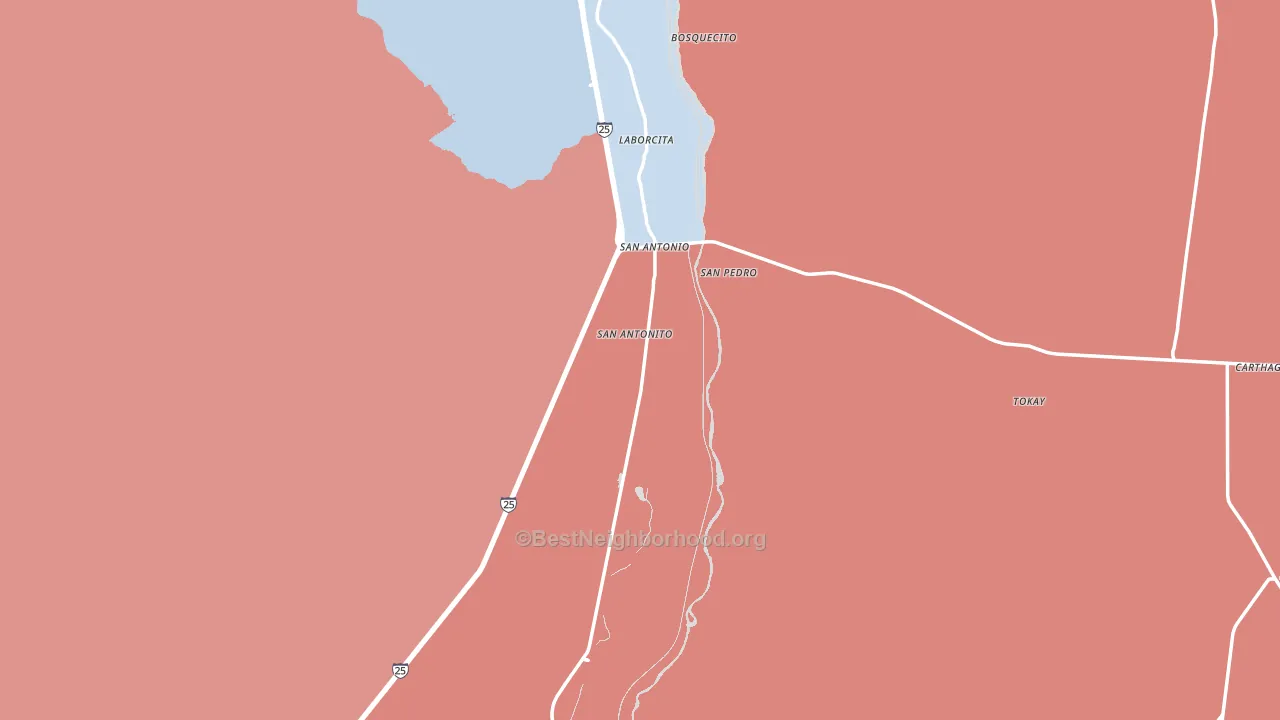 San Antonito, NM block-group political-lean map