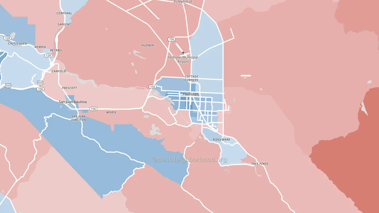 San Benito County, CA block-group political-lean map