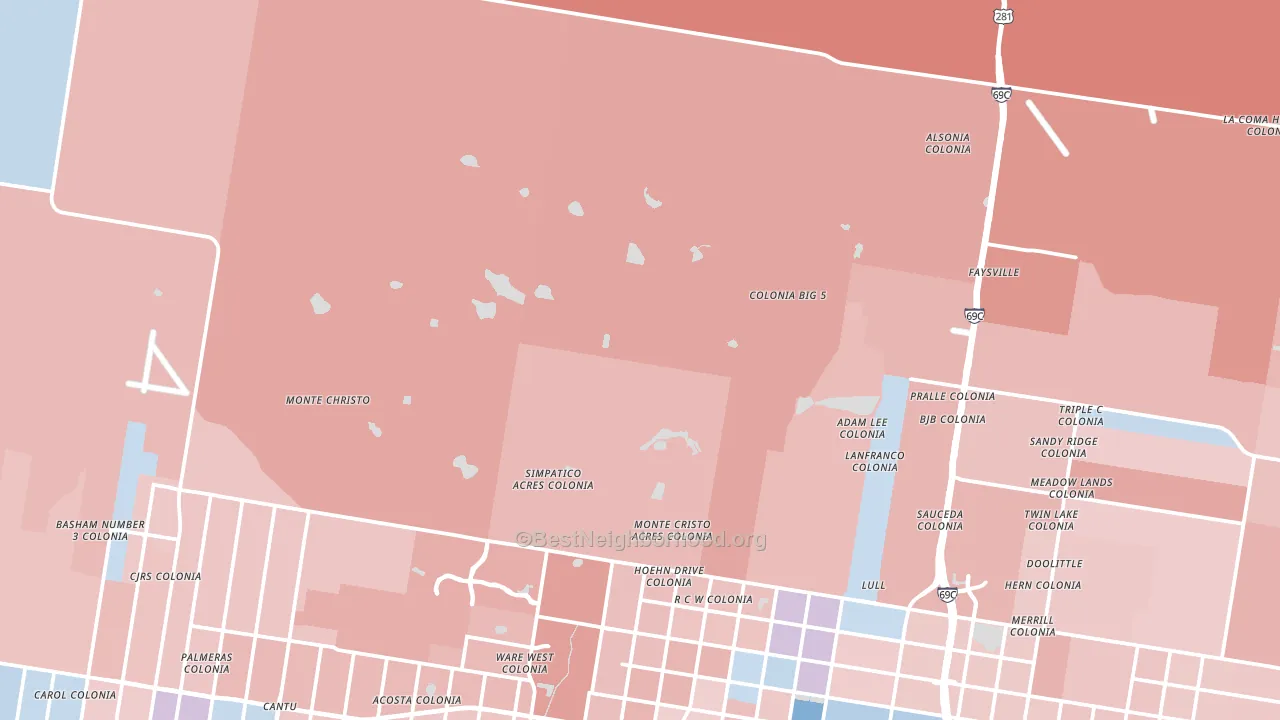 San Carlos, TX block-group political-lean map