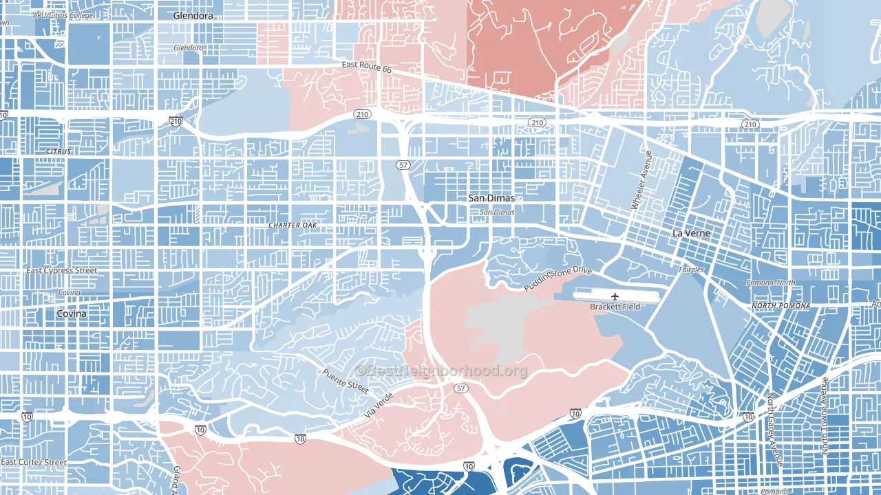 San Dimas, CA block-group political-lean map