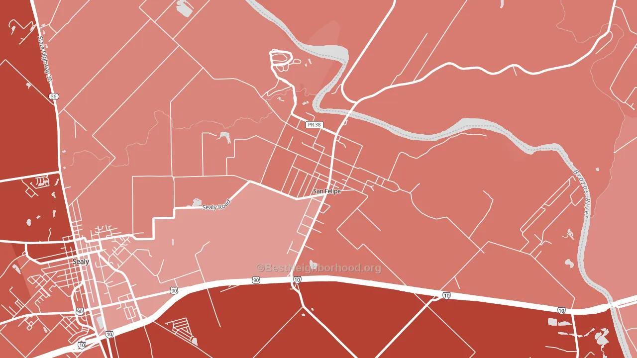 San Felipe, TX block-group political-lean map