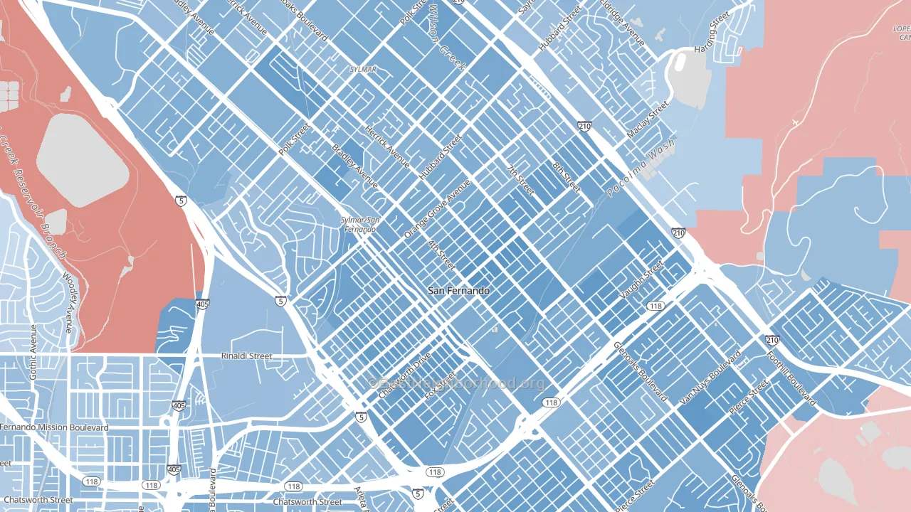San Fernando, CA block-group political-lean map