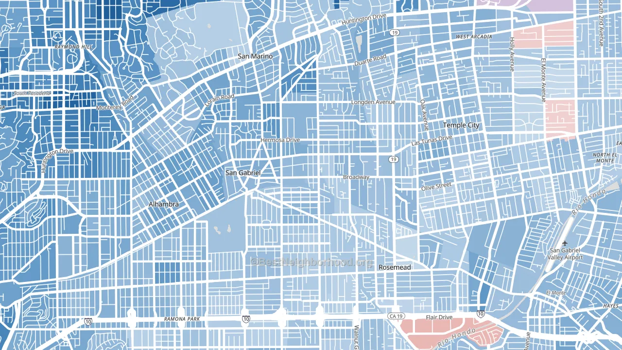 San Gabriel, CA block-group political-lean map