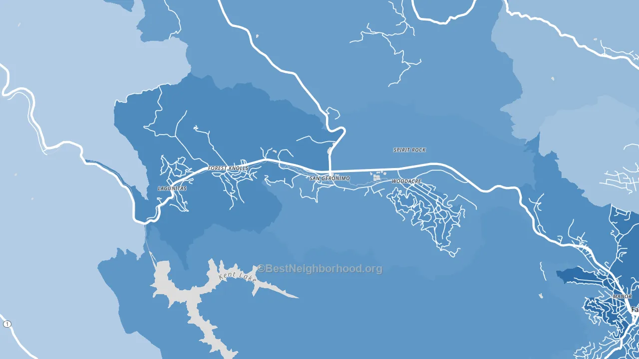 San Geronimo, CA block-group political-lean map