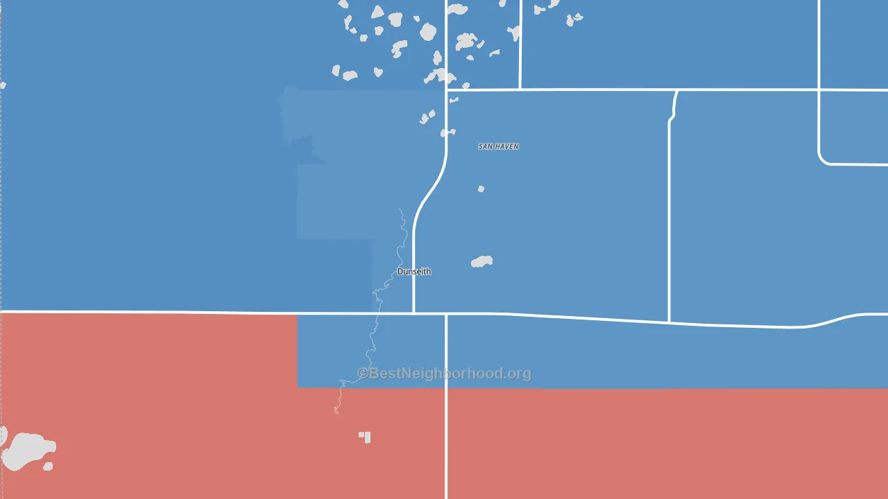 San Haven, ND block-group political-lean map