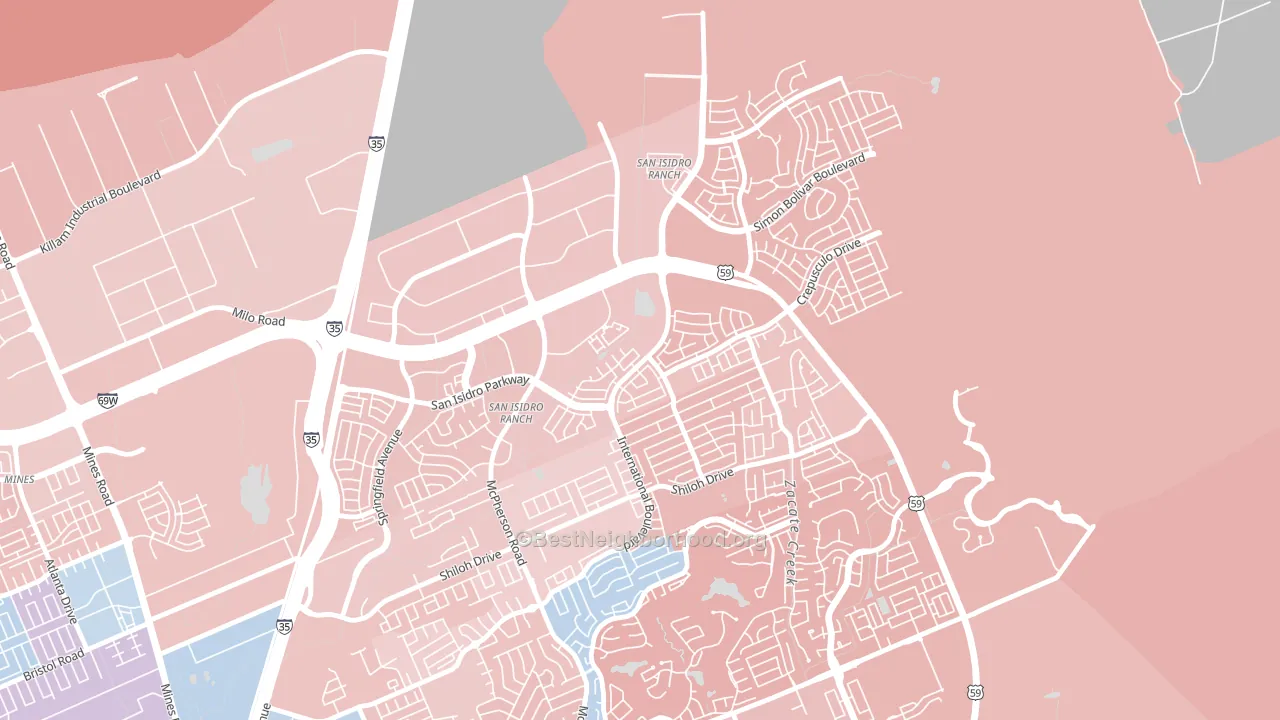 San Isidro, Laredo, TX block-group political-lean map