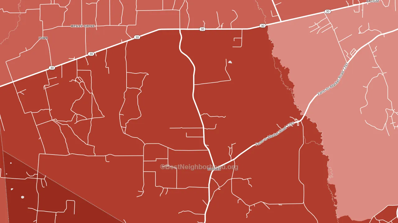 San Jacinto, TX block-group political-lean map