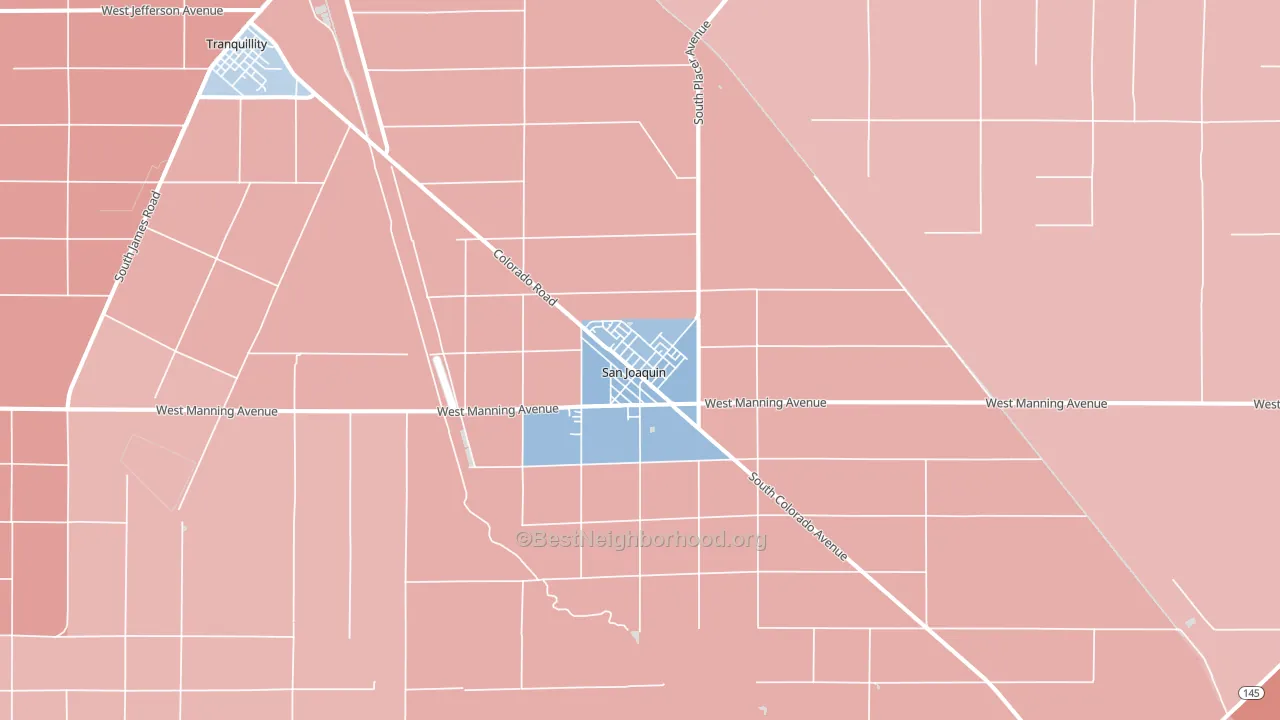 San Joaquin, CA block-group political-lean map