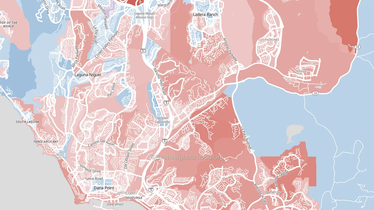 San Juan Capistrano, CA block-group political-lean map