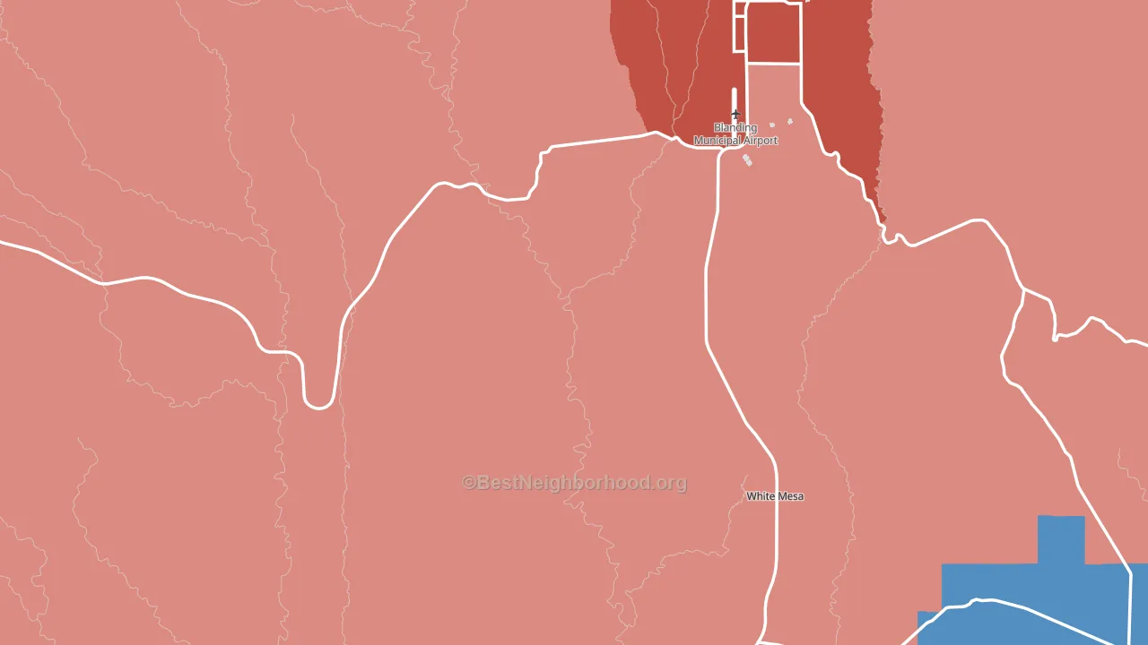 San Juan County, UT block-group political-lean map