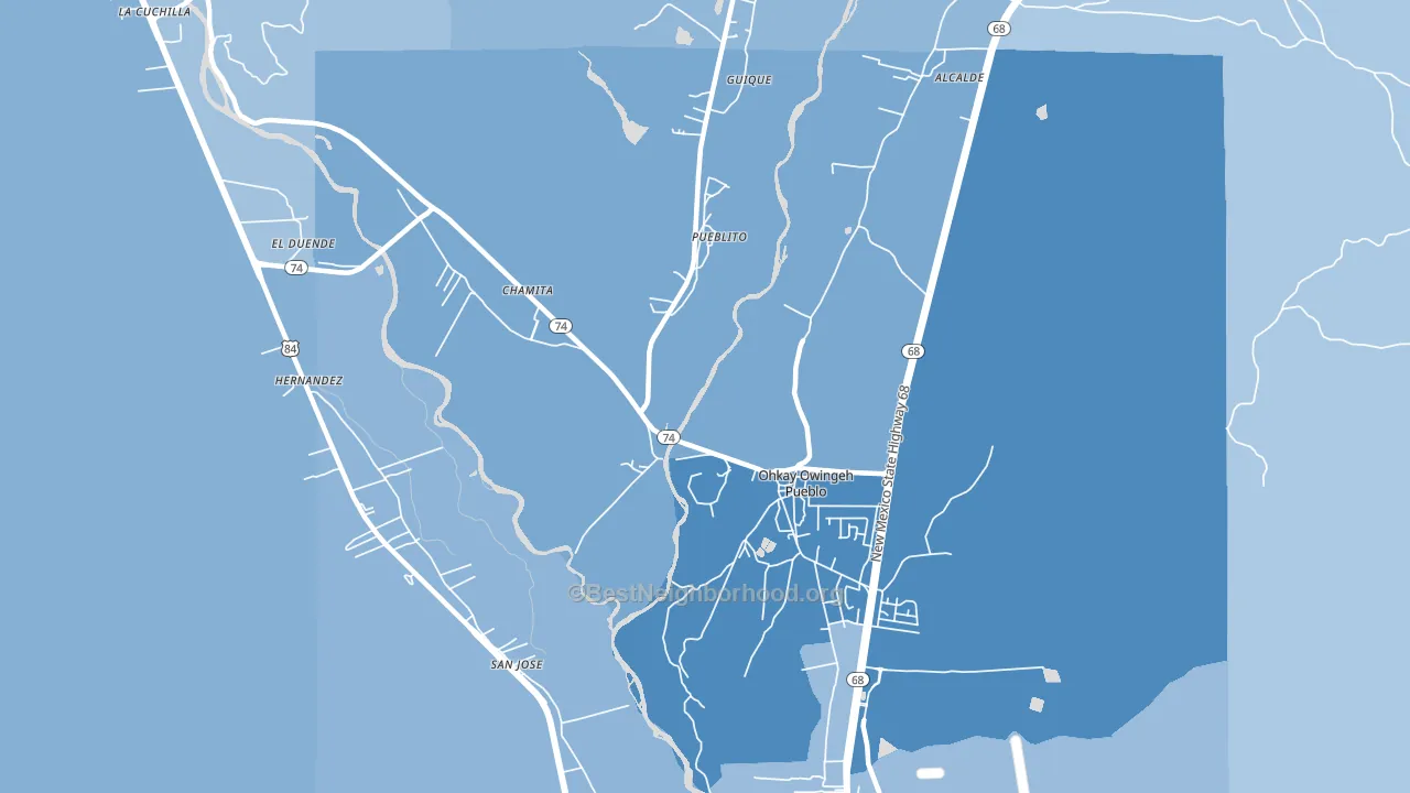 San Juan Pueblo, NM block-group political-lean map