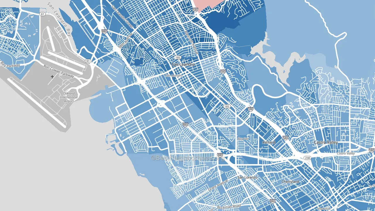 San Leandro, CA block-group political-lean map