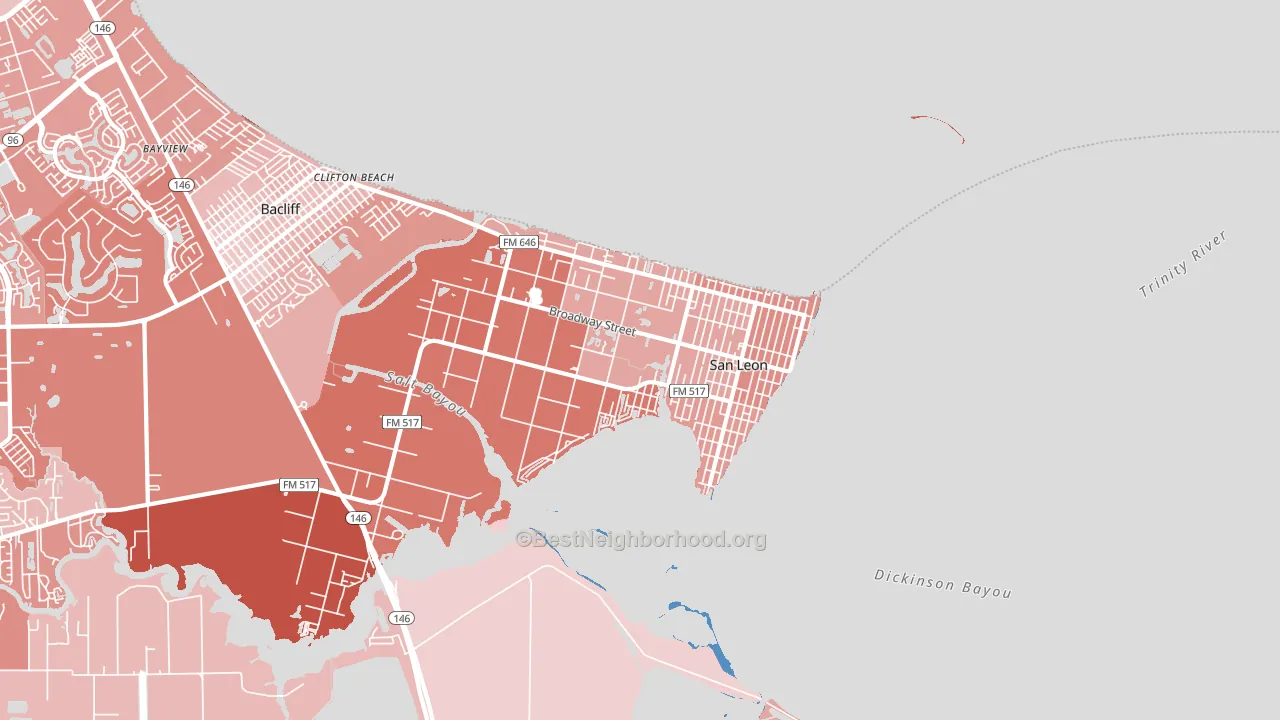 San Leon, TX block-group political-lean map