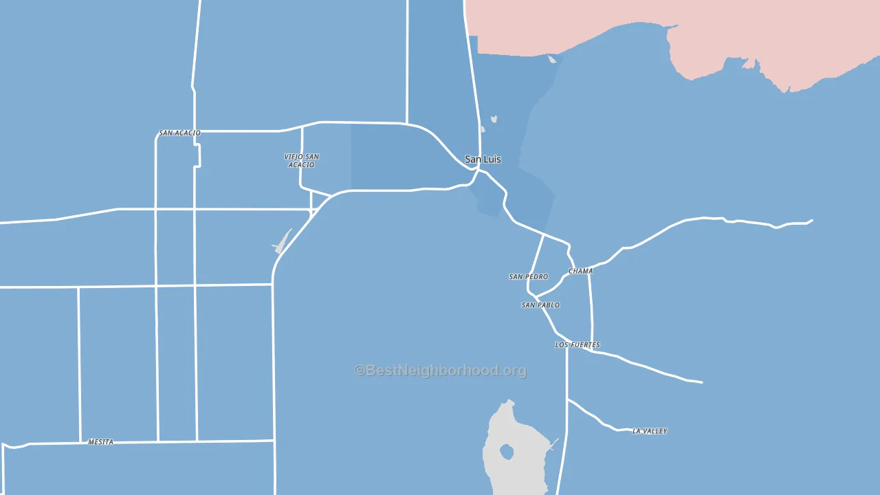San Luis, CO block-group political-lean map