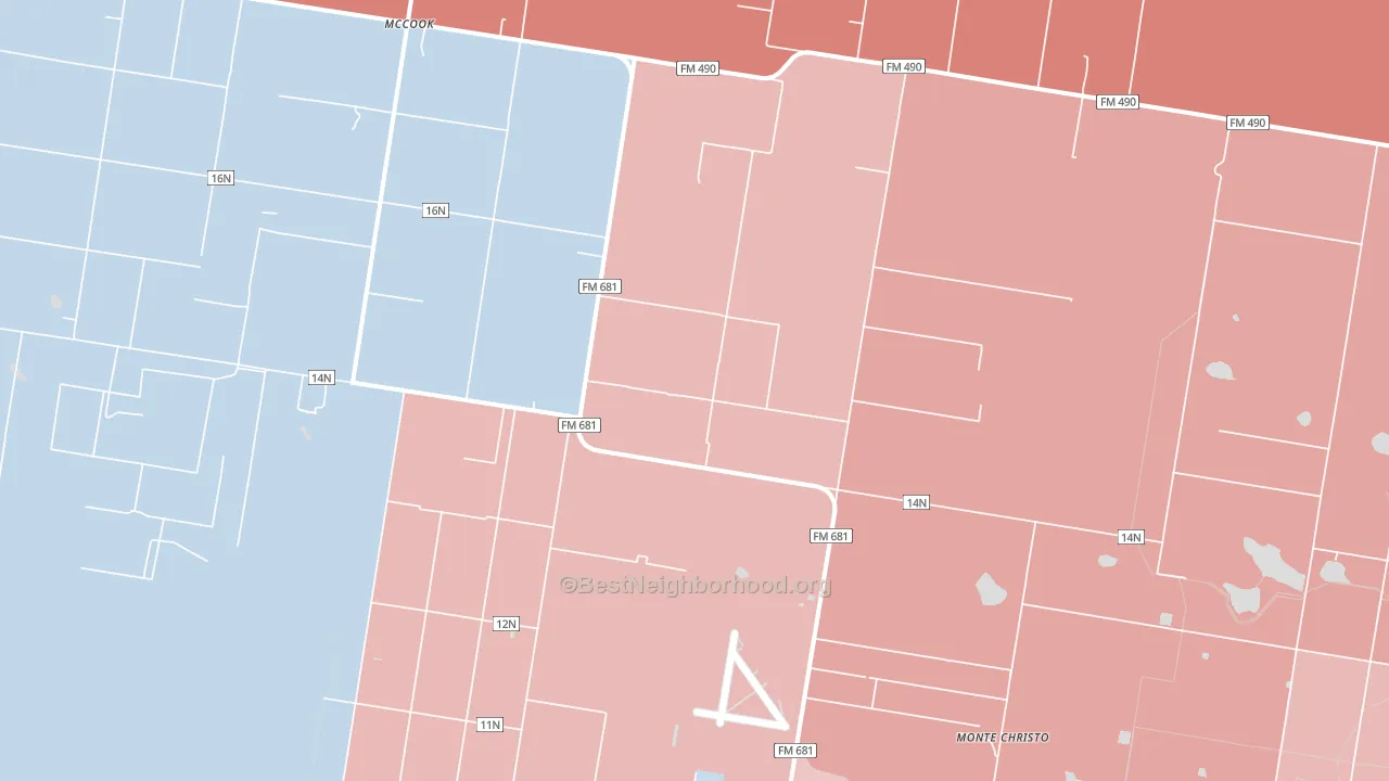San Manuel-Linn, TX block-group political-lean map