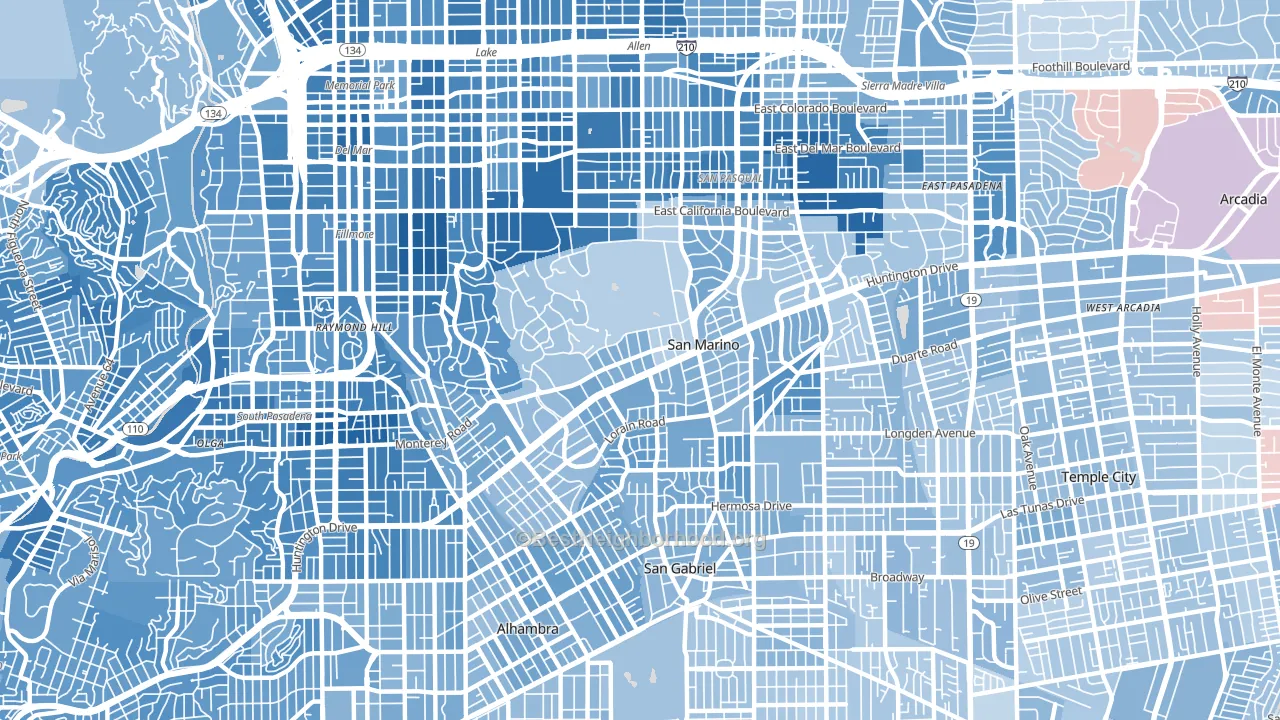 San Marino, CA block-group political-lean map