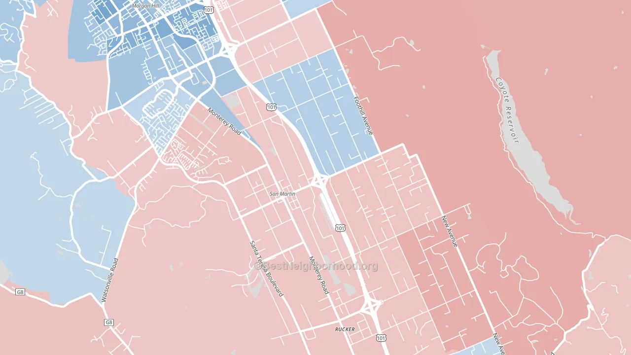 San Martin, CA block-group political-lean map