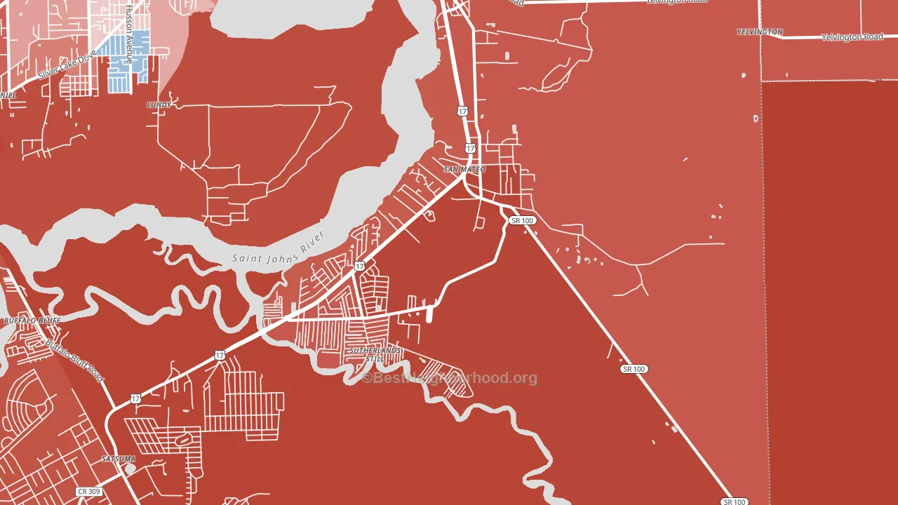 San Mateo, FL block-group political-lean map
