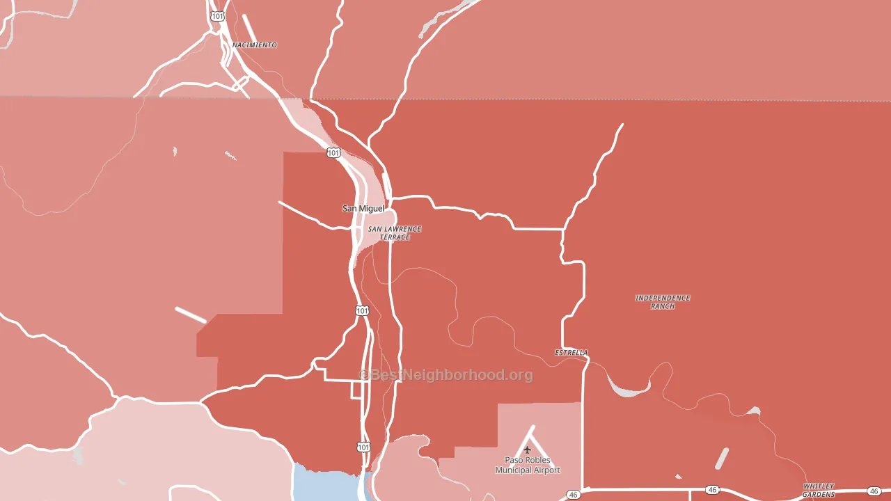 San Miguel, CA block-group political-lean map