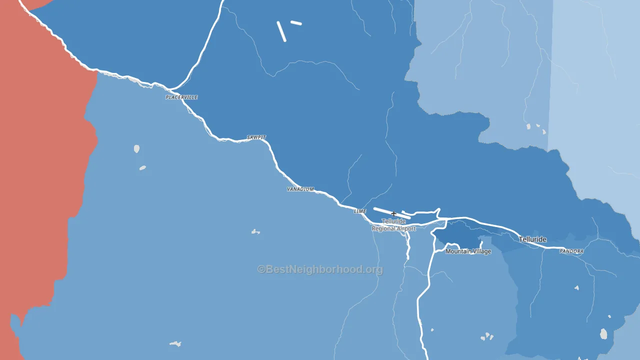 San Miguel County, CO block-group political-lean map