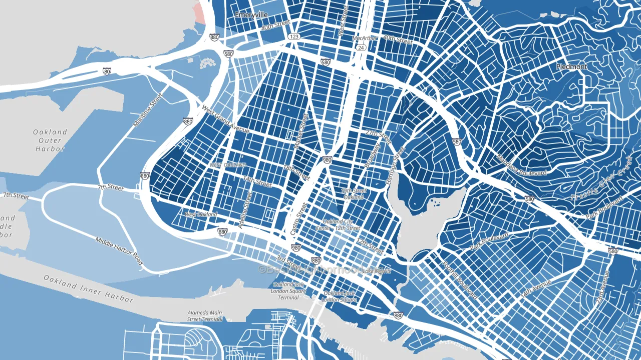 San Pablo Gateway, Oakland, CA block-group political-lean map