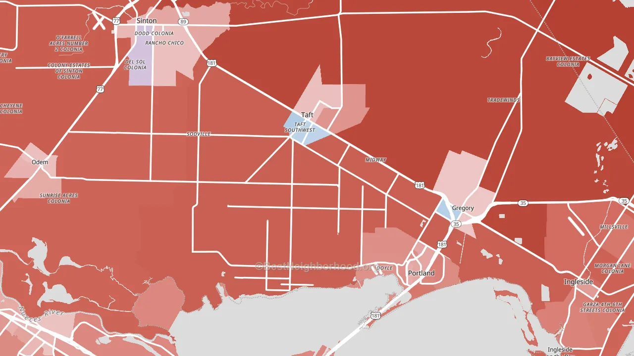 San Patricio County, TX block-group political-lean map
