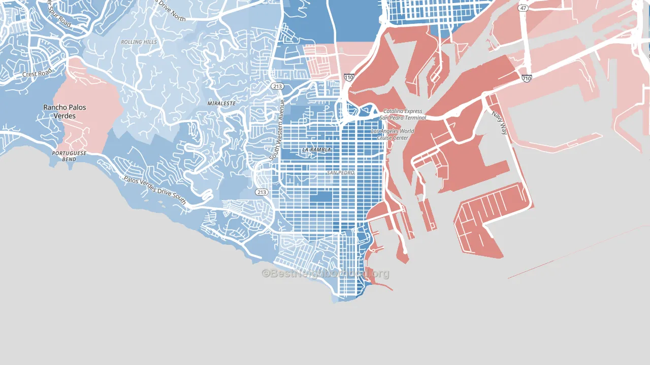 San Pedro, CA block-group political-lean map