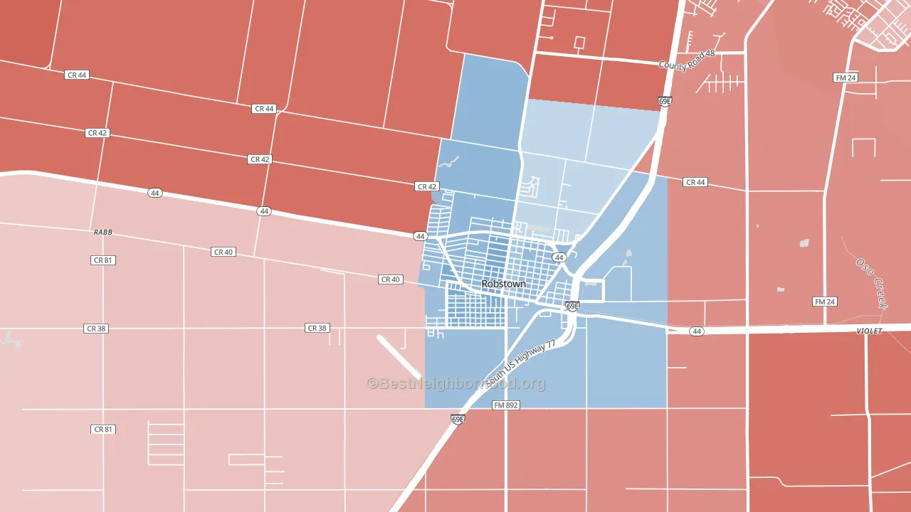 San Pedro, Robstown, TX block-group political-lean map
