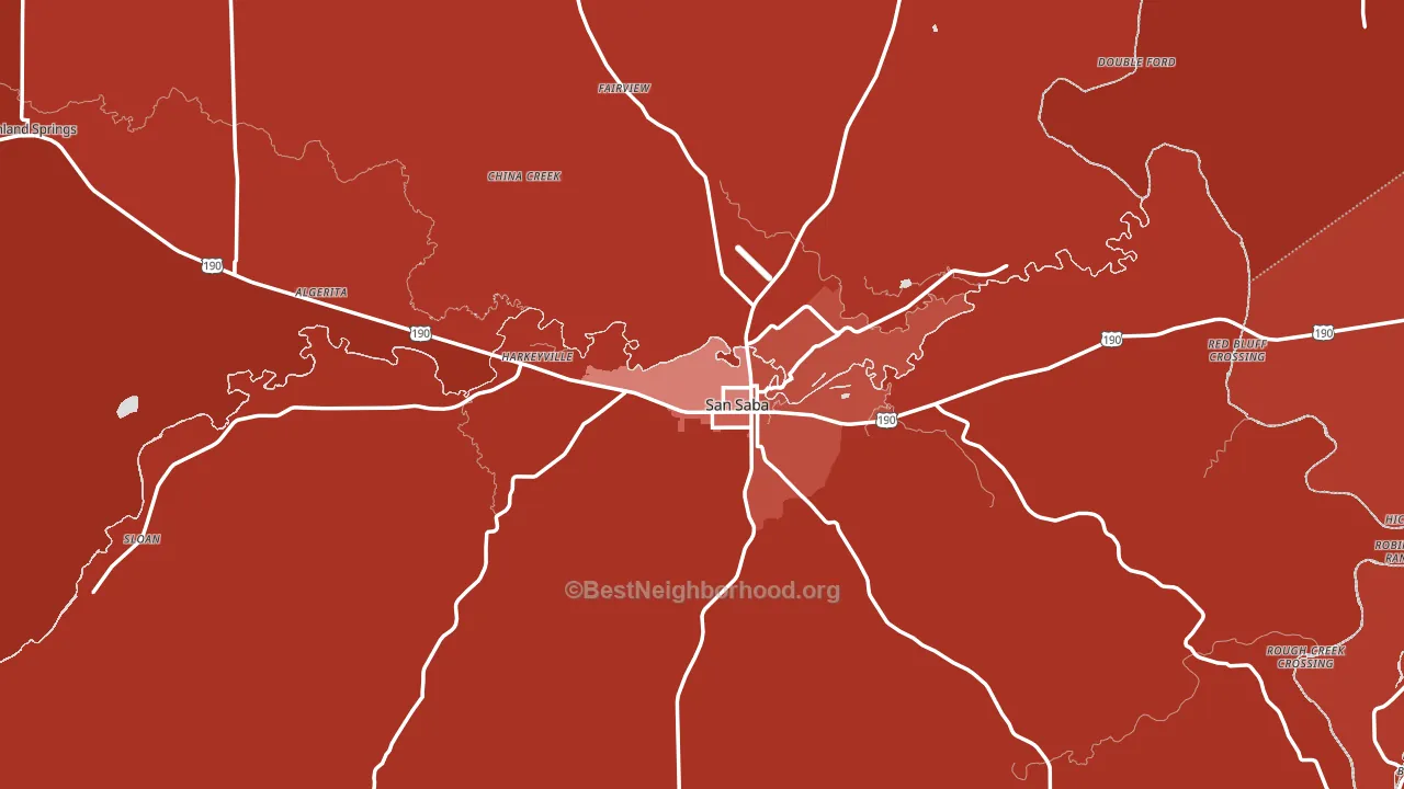 San Saba, TX block-group political-lean map