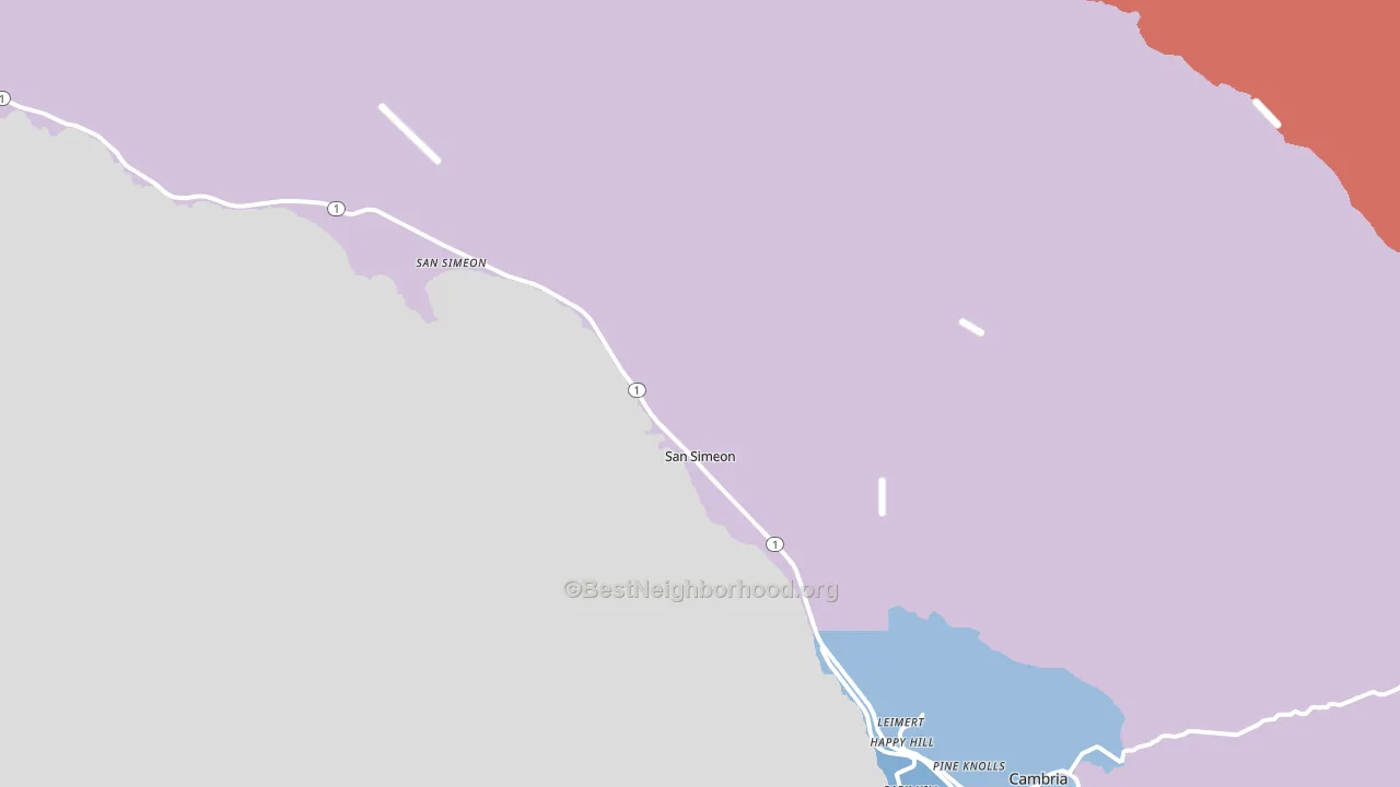 San Simeon, CA block-group political-lean map
