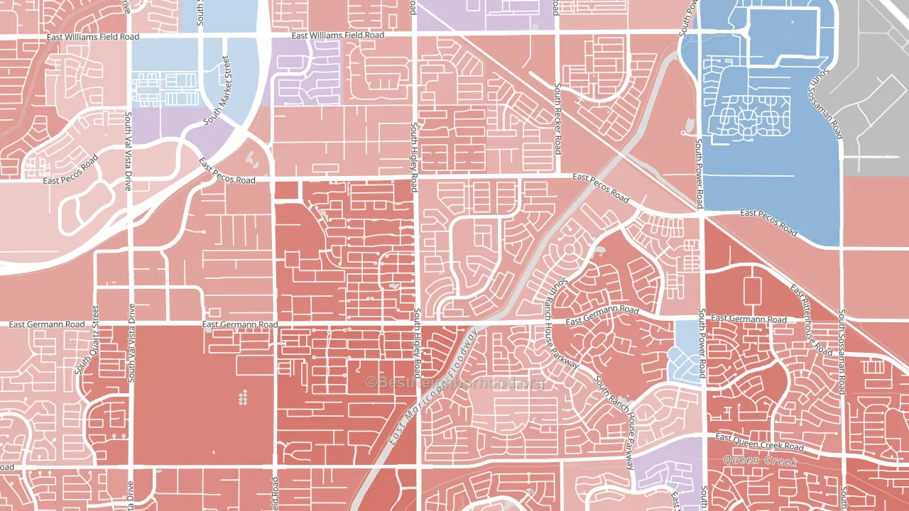 San Tan Ranch, Gilbert, AZ block-group political-lean map