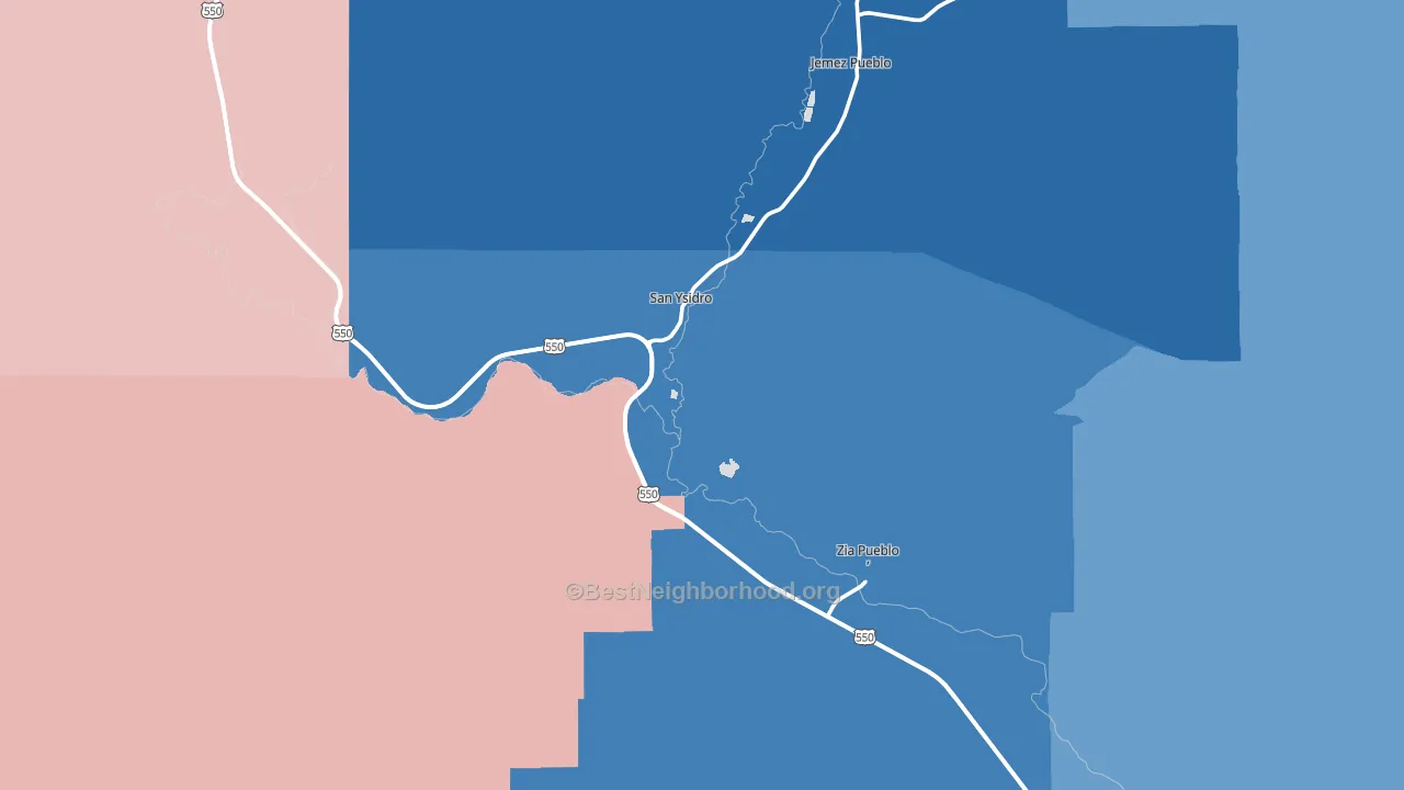 San Ysidro, NM block-group political-lean map