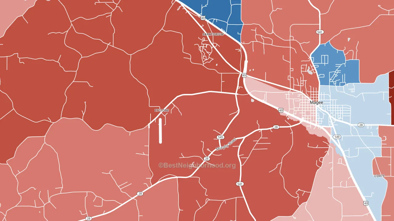 Sanatorium, MS block-group political-lean map