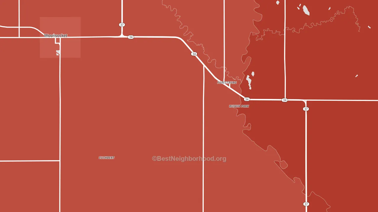 Sanborn County, SD block-group political-lean map