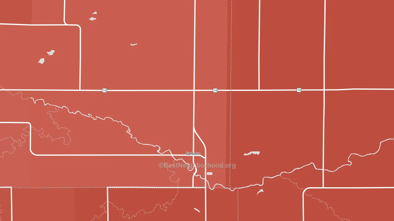 Sanborn, MN block-group political-lean map