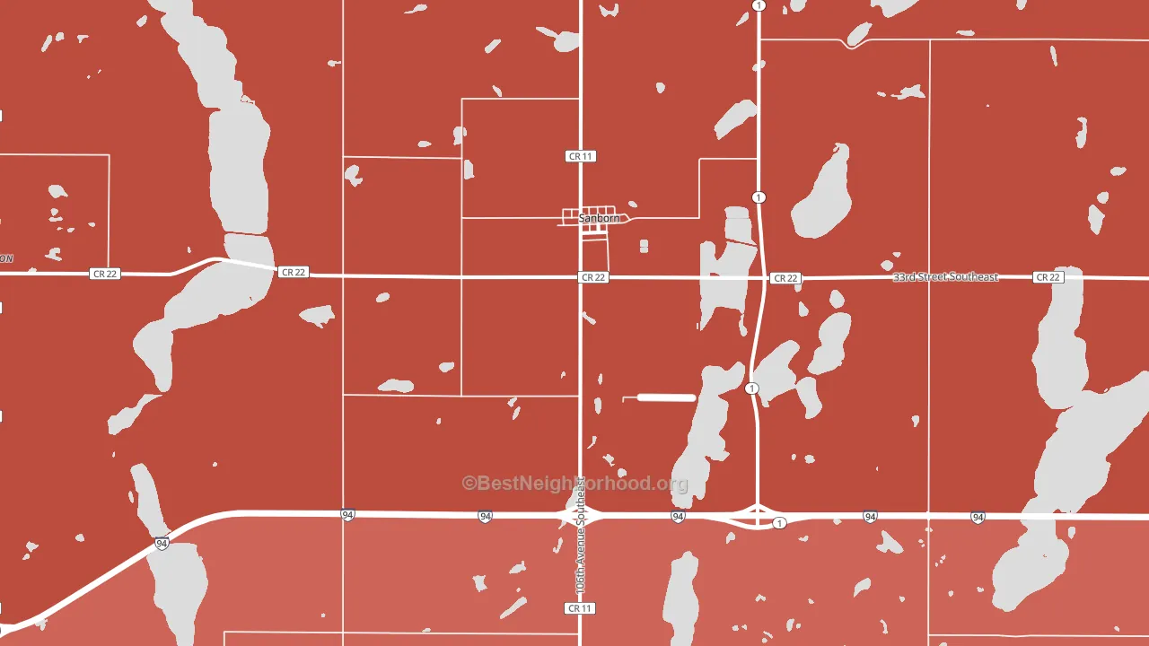 Sanborn, ND block-group political-lean map