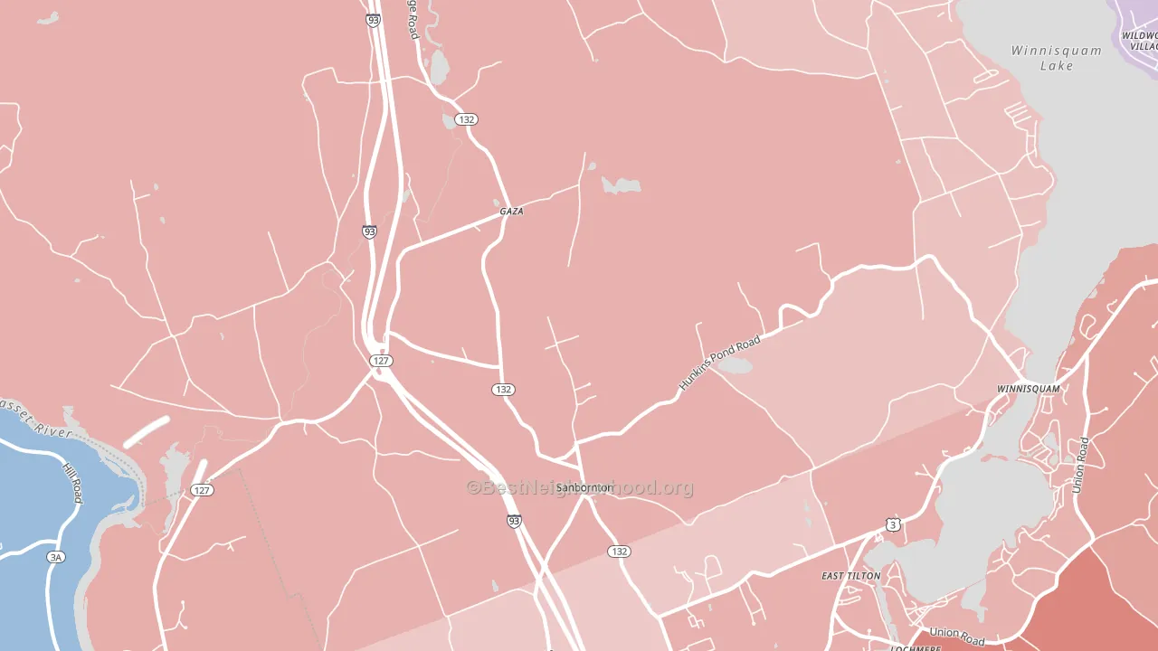 Sanbornton, NH block-group political-lean map