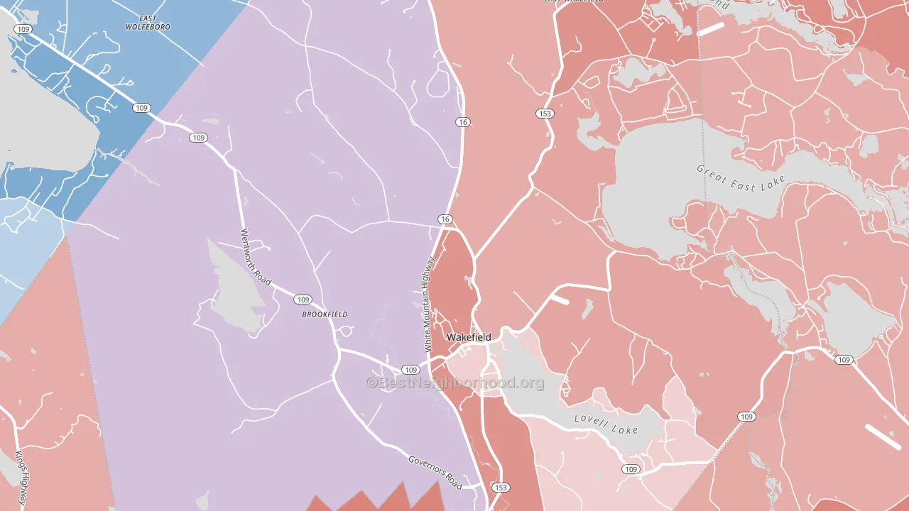 Sanbornville, NH block-group political-lean map